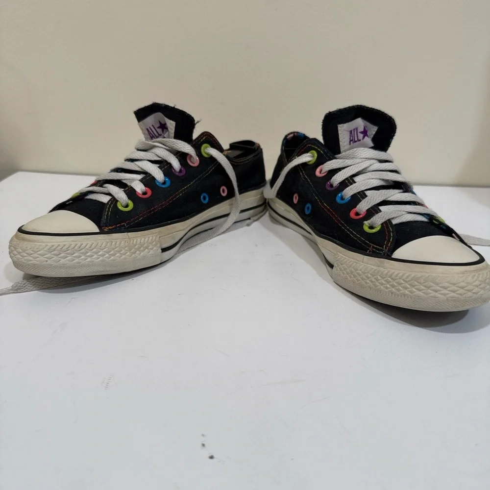 Converse Black Sneakers with Colorful Rivets (sz 7)